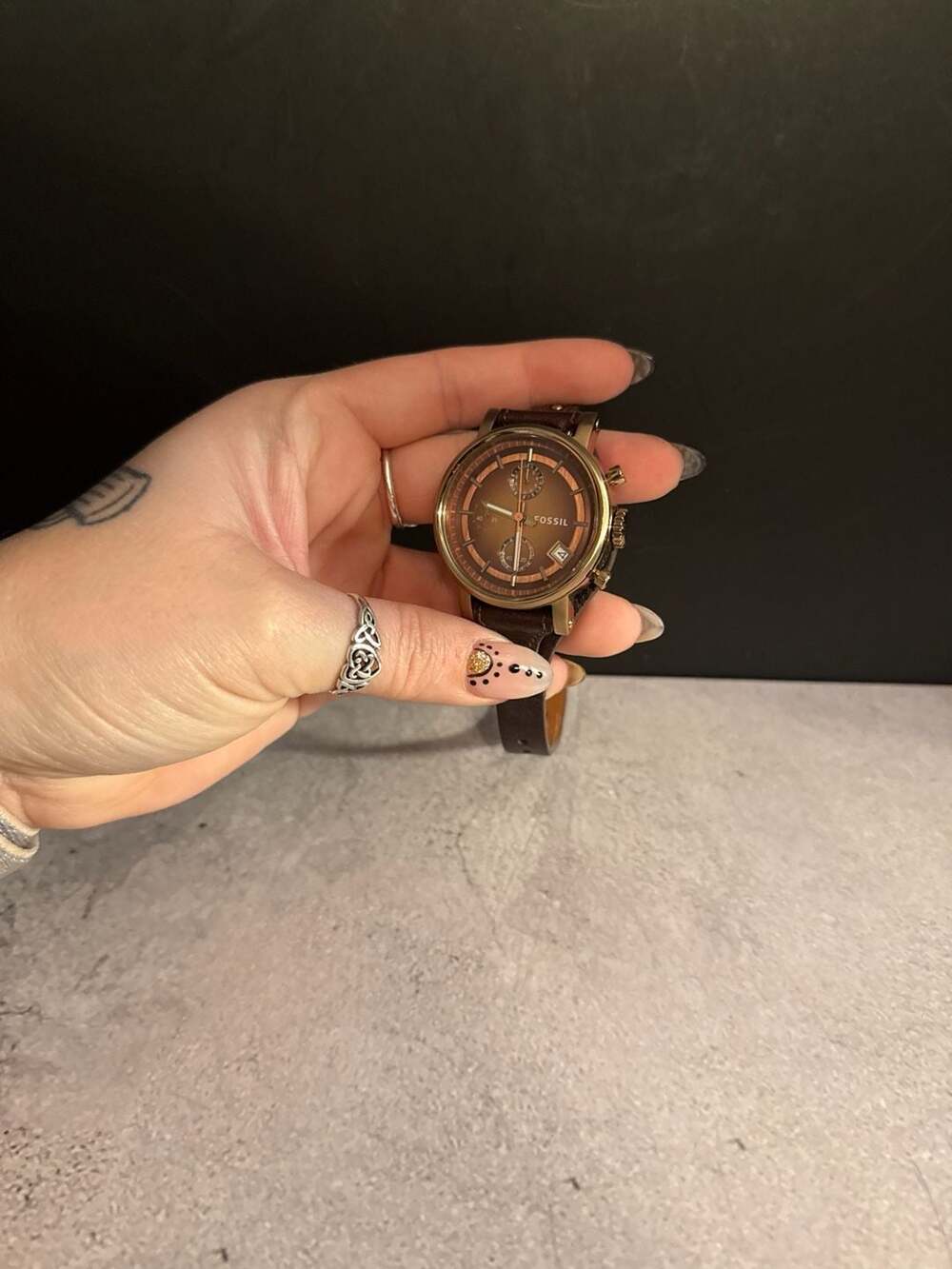 Fossil Women's Original Boyfriend Chronograph Brown Leather Watch ES3907